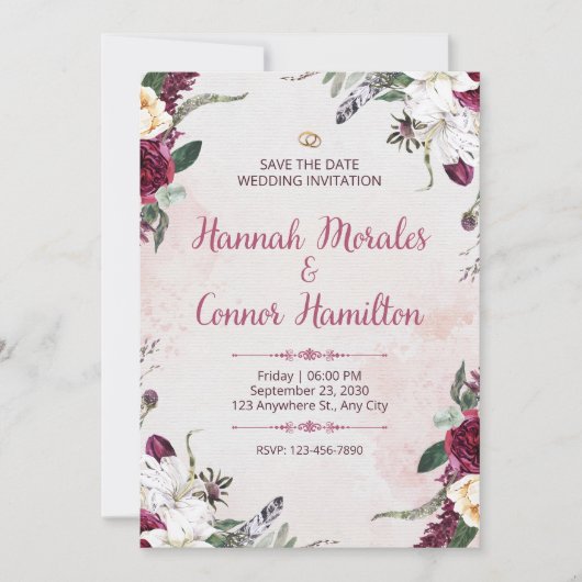 Wedding Invitation Minimal Elegant White Design (Devant)