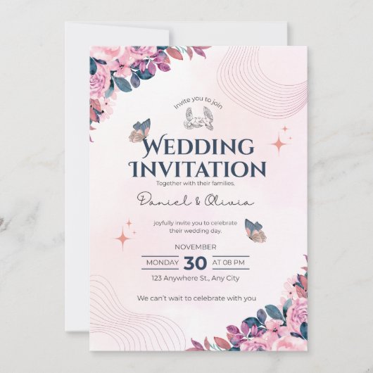 Wedding Invitation Modern Typography Minimal (Devant)