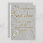 wedding invitation , old lace design . (Devant / Derrière)
