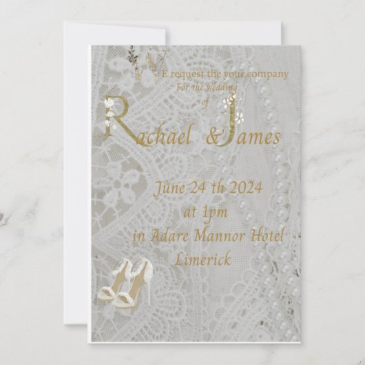  wedding invitation , old lace design . save the date (Voorkant)