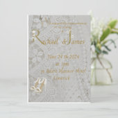  wedding invitation , old lace design . save the date (Staand voorkant)