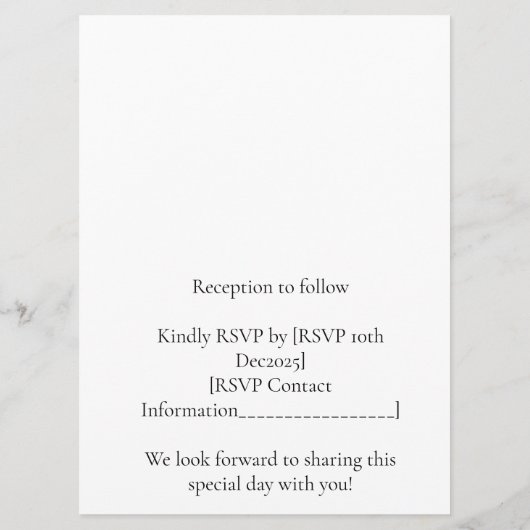 wedding Invitation Programma (Achterkant)