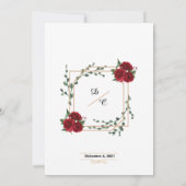 Wedding Invitation, red rose  Gold  (Achterkant)