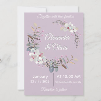 Wedding Invitation Template - Editable & printable Kaart