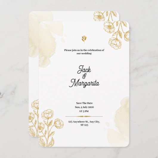 Wedding invitation Template Kaart (Voorkant / Achterkant)