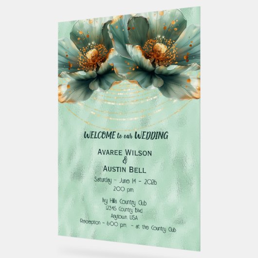 Wedding Invitation Welcome Acrylic Sign (Angle)