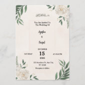 Wedding Invitation with Elegant Greenery and White Programma (Voorkant)