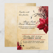 Wedding invitation with Red flowers (Devant / Derrière)