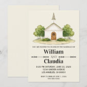 Wedding Invitation with Watercolor Venue Painting (Devant / Derrière)