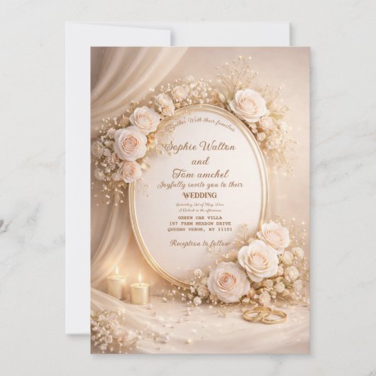 Wedding invitation with white flowers (Devant)