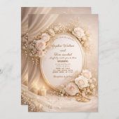 Wedding invitation with white flowers (Devant / Derrière)
