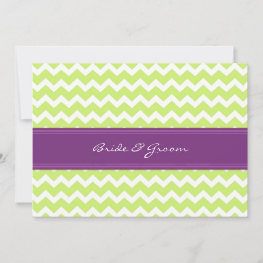 Wedding Invitations Green Plum Chevron Kaart (Voorkant)