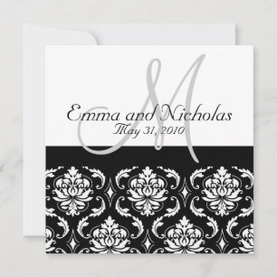 Wedding Invitations Monogram Damask Kaart