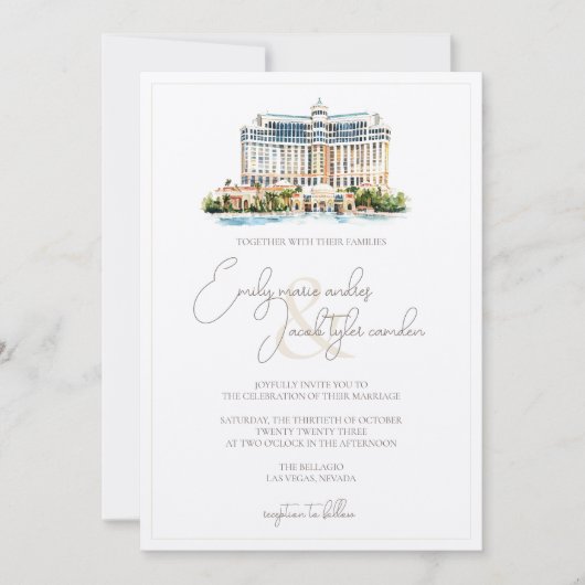 Wedding Invite - Resort in Waterverf Kaart (Voorkant)