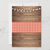 Wedding Jar Wood Rustic Red Gingham Uitnodiging (Achterkant)