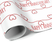 Wedding Jubileum Red Hearts Design Cadeaupapier (Rol Hoek)