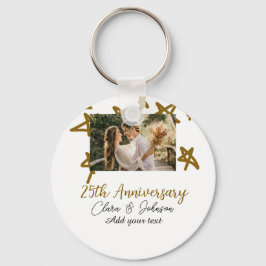 Wedding Jubileum voeg naam jaar toe afbeelding gou Sleutelhanger