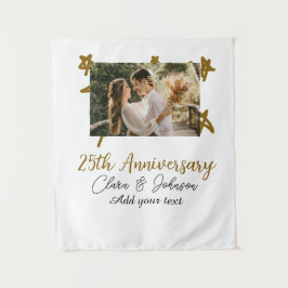 Wedding Jubileum voeg naam jaar toe afbeelding gou Wandkleed
