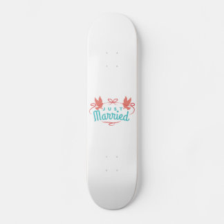 Wedding Just Marriott Two Birds Colourful Gift Ide Skateboard