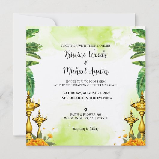 Wedding Kaart Water Color Invitation (Voorkant)