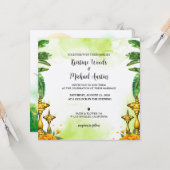 Wedding Kaart Water Color Invitation (Voorkant / Achterkant in situ)