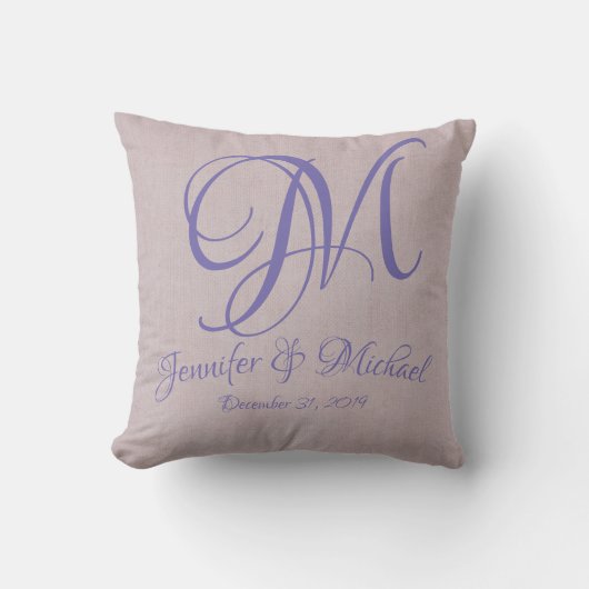 Wedding Keepomwille Dusty Pink Monogram Pillow Kussen (Voorkant)