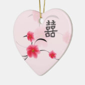 Wedding Keepomwille Roze Blossom Dubbelgeluk Keramisch Ornament (Links)