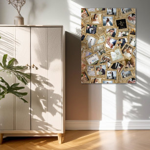 Wedding Keepsake 30 Photo Collage Gold ID1065 Foto Afdruk