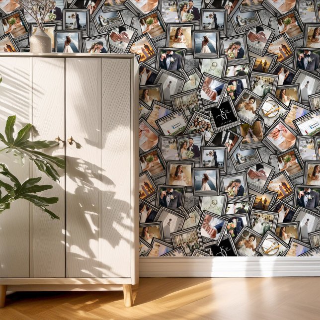 Wedding Keepsake 30 Photo Collage Zwart ID1065 Behang (Creator heeft geüpload)