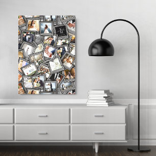 Wedding Keepsake 30 Photo Collage Zwart ID1065 Canvas Afdruk
