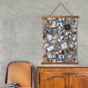 Wedding Keepsake 30 Photo Collage Zwart ID1065 Han Hangend Wandkleed
