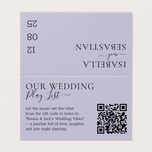 Wedding Lavender Lilac QR Code Playlist (Outside Unfolded)