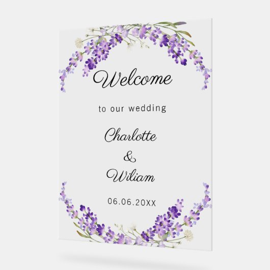 Wedding lavender watercolored welcome (Angle)