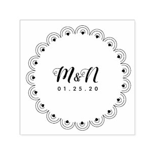 Wedding Logo Line Art Heart Geo Round Hand-Drawn B Zelfinktende Stempel