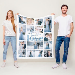 Wedding LOVE FOREVER 15 Foto Collage Aangepaste kl Fleece Deken