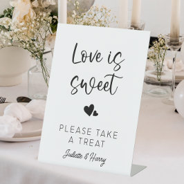 Wedding Love is Sweet, alsjeblieft, neem een Treat Reclamebord Met Voetstuk