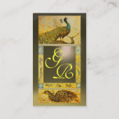 WEDDING LOVE PEACOCK MONOGRAM yellow grijs agate Visitekaartje (Achterkant)