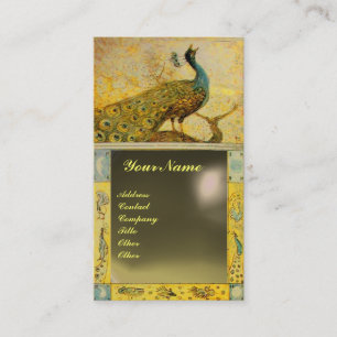 WEDDING LOVE PEACOCK MONOGRAM yellow grijs agate Visitekaartje