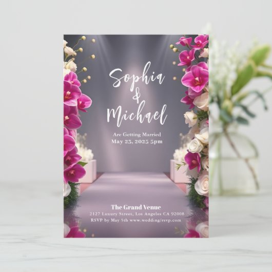 Wedding Magazine Hoesje Witte Rozen en Orchideeën Kaart (Staand voorkant)