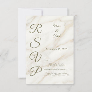 Wedding Marble and Laurel / Boda Mármol y Laurel RSVP Kaartje