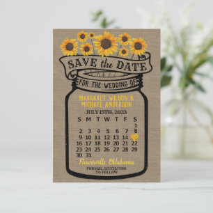 Wedding Mason Jar Sunflower Juli 2023 Kalender Save The Date
