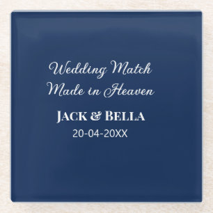 Wedding Match made in heaven bruiloft gunsten blau Glazen Onderzetter