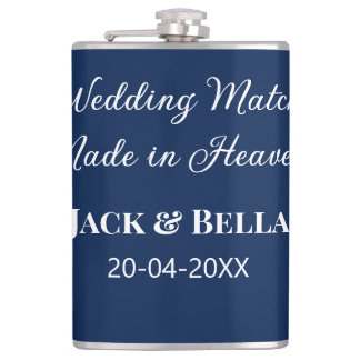 Wedding Match made in heaven bruiloft gunsten blau Heupfles