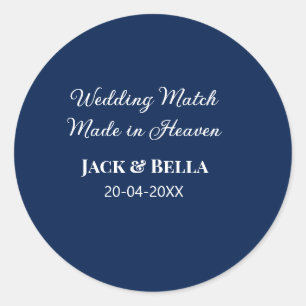Wedding Match made in heaven bruiloft gunsten blau Ronde Sticker