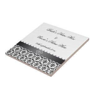 Wedding Memento Tegel Stijlvol Zwart & Wit Damask Tegeltje