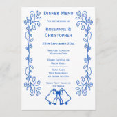 Wedding Menu Card Blue Sapphire Bells Scrollwork (Devant)