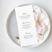 Wedding Menu Card with Soft Peach & Blue Flowers