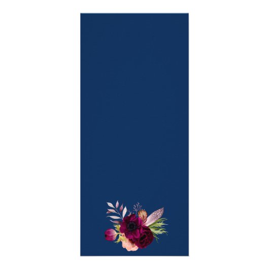 Wedding Menu florals navy blue burgundy (Dos)