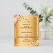 Wedding Menu pink florals gold glam elegant (Staand voorkant)