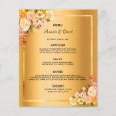 Wedding Menu pink florals gold glam elegant (Voorkant)